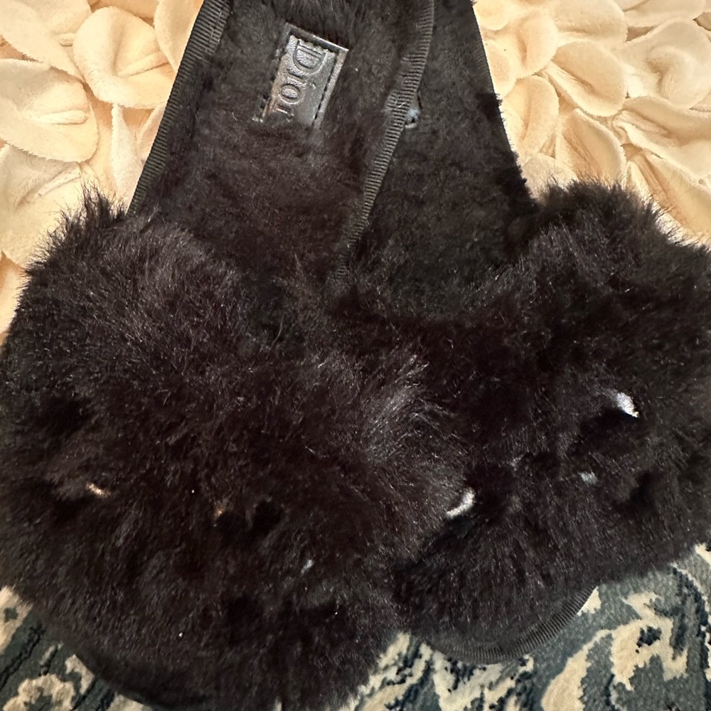 Dior Plush Black Slippers